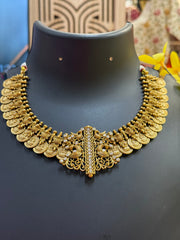 Temple Jewelry Antique Finish Laskhmi Kasu Necklace set