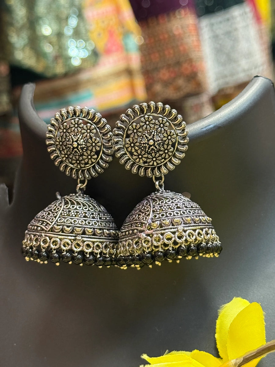 German Silver Jhumkas - Big Size