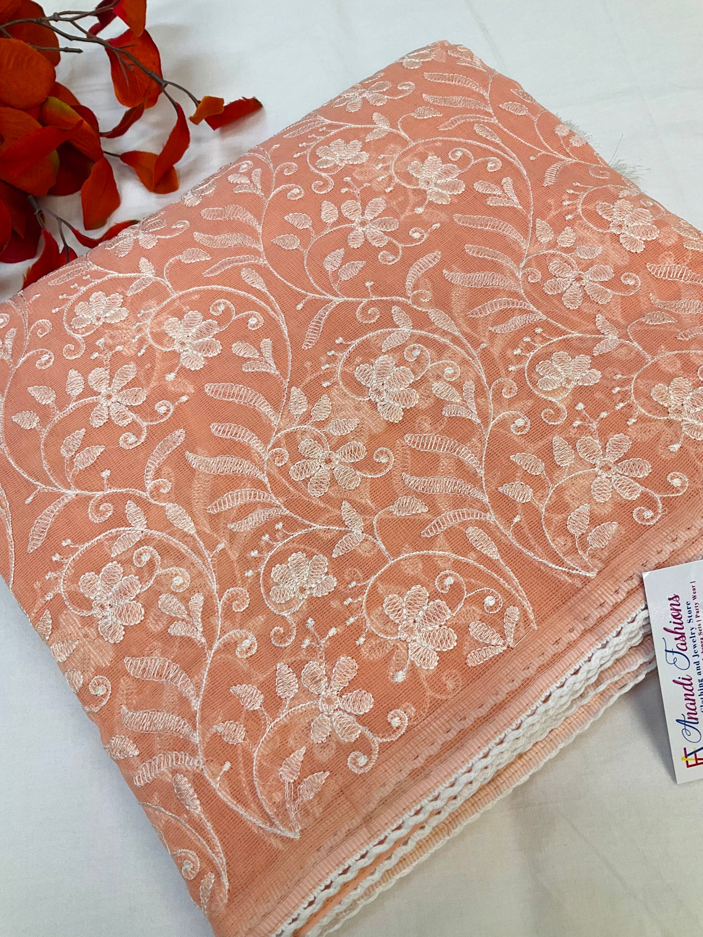 Classic Super net sarees with Full thread embroidery  image 2