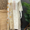 Party Wear White Kurti Set Size 44 - with Benarasi Dupatta