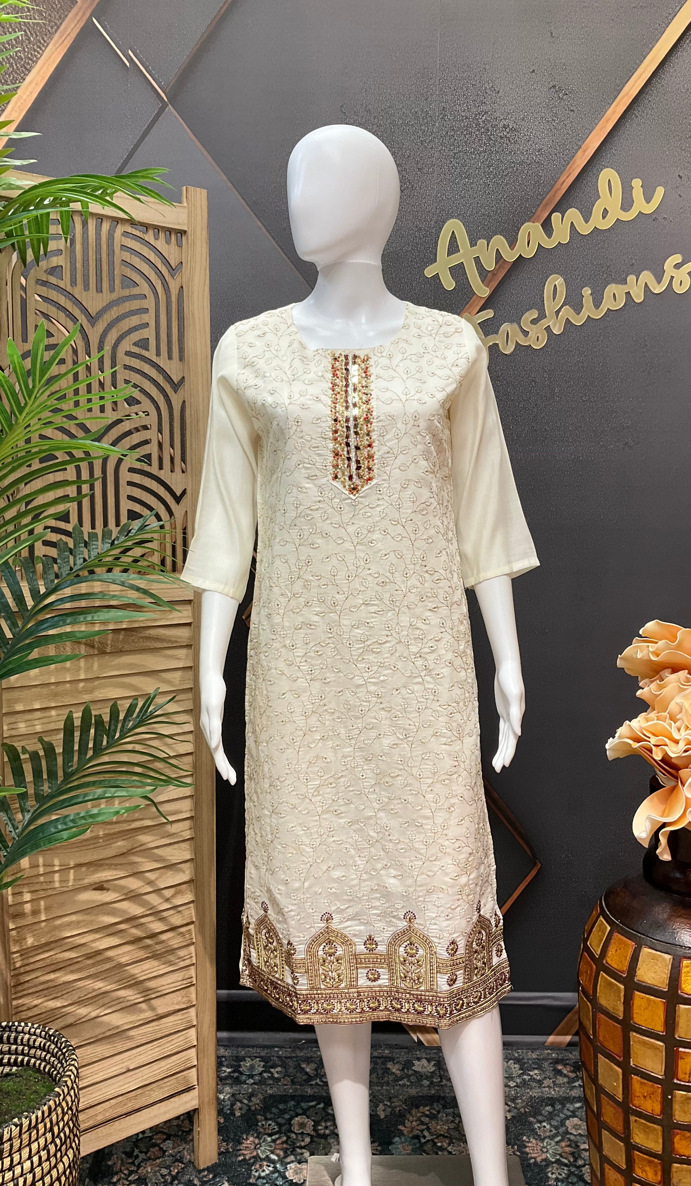 Half White Kurti