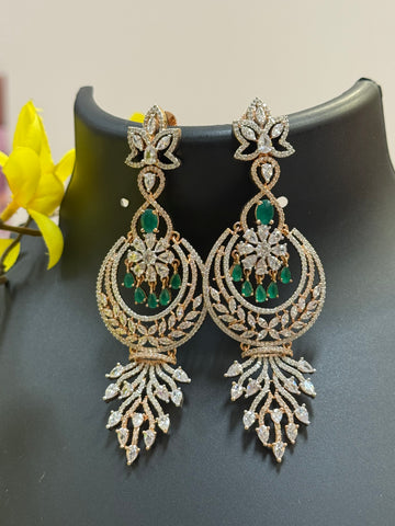 Rose Gold CZ Long Earrings