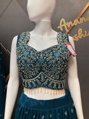 Teal Blue Party Wear Lehenga sets