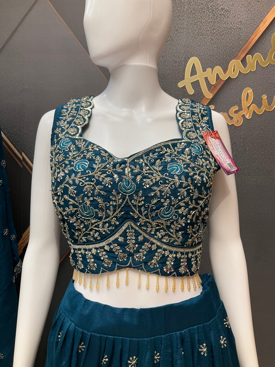 Teal Blue Party Wear Lehenga sets