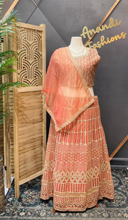 Pastel Orange Plus size lehanga set