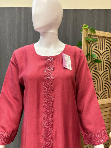 Plain Rayon Kurti with Sequence Work Design