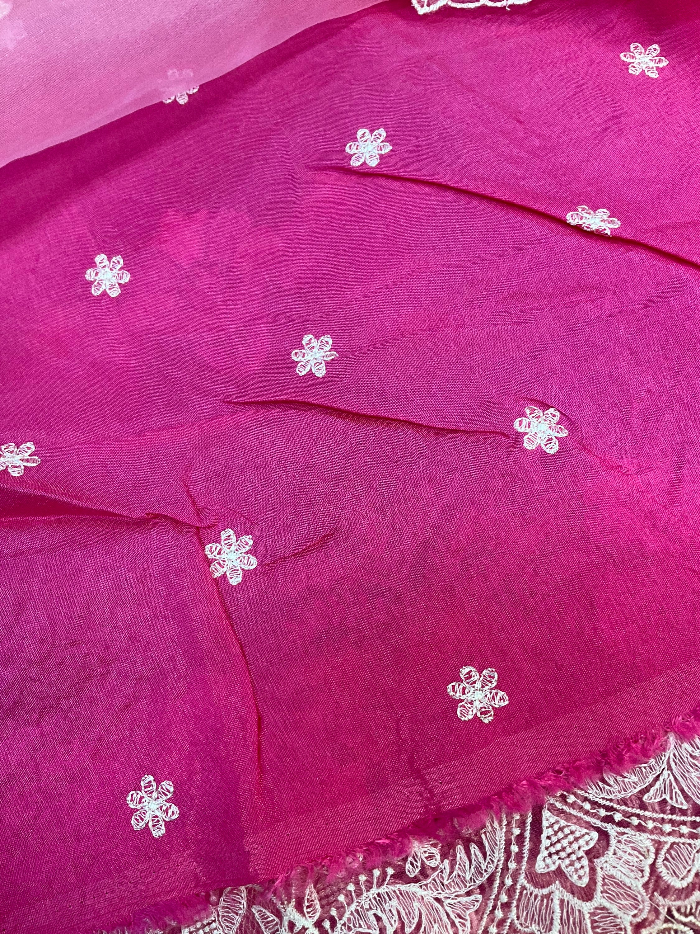 Organza saree with thread embroidery  image 7