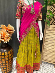 Banarasi Lehenga Half Saree with Paithani Border - Adult Size 38-42