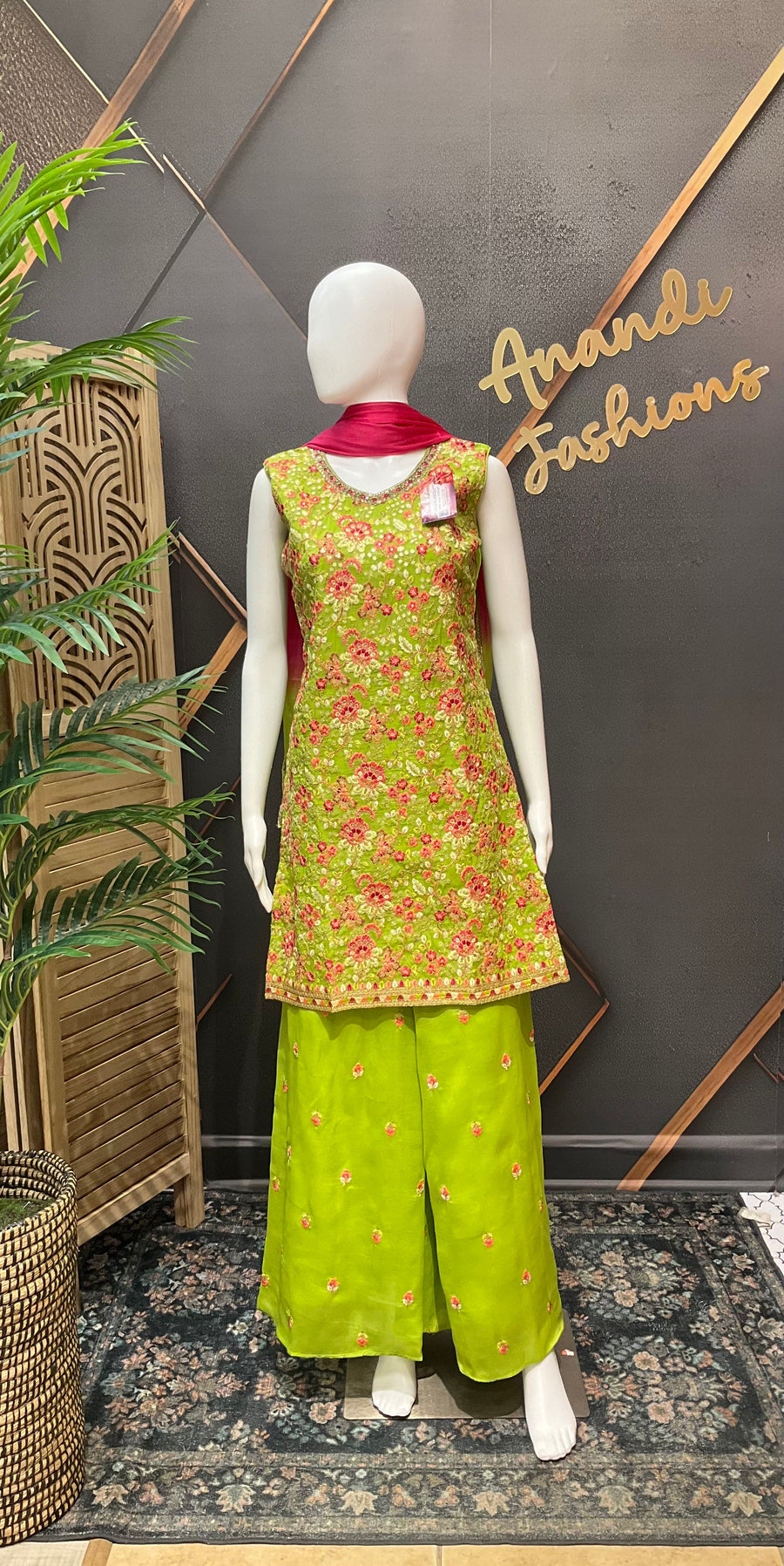 Parrot green teenage Girls palazzo set