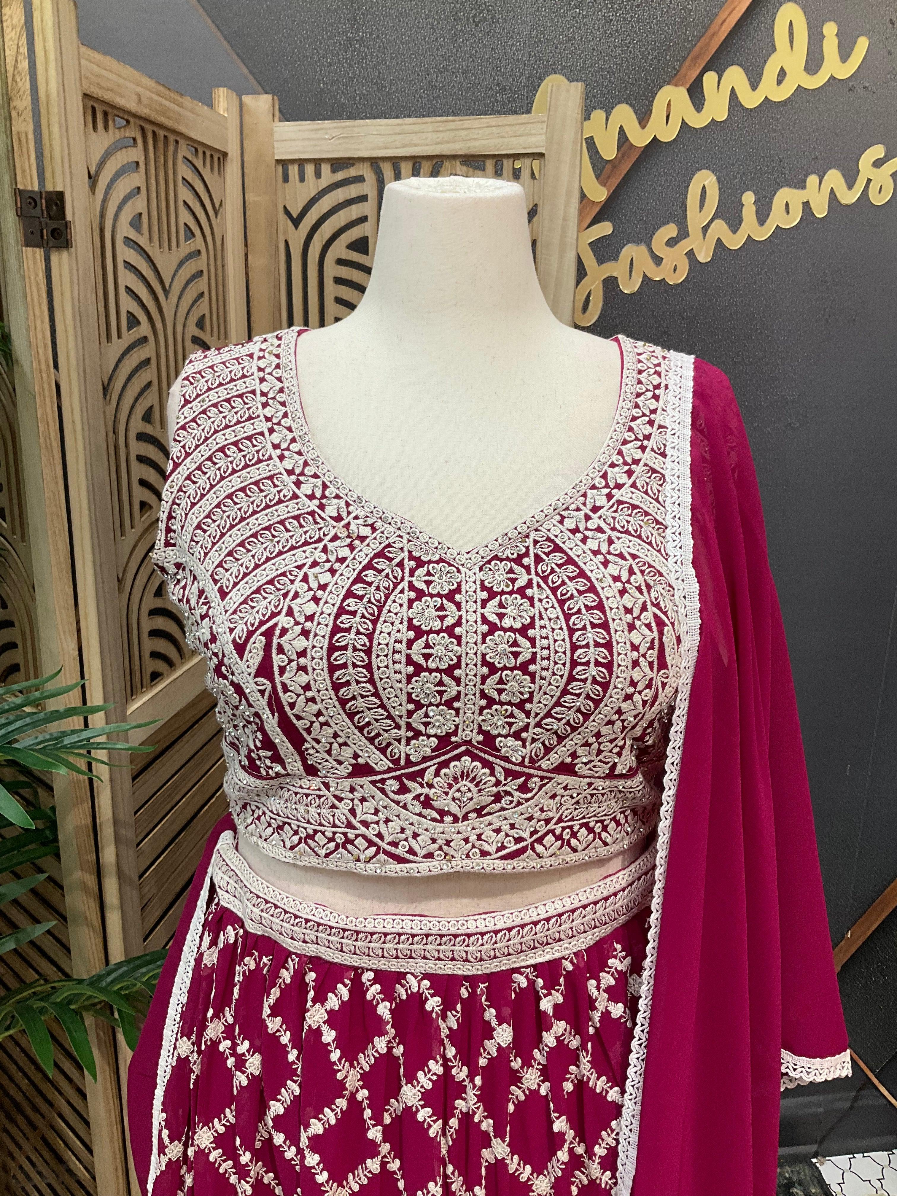 Plus Size Georgette Lehenga Set - Heavy Work Party Wear