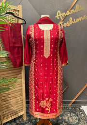 Plus Size Red Benarasi kurti set