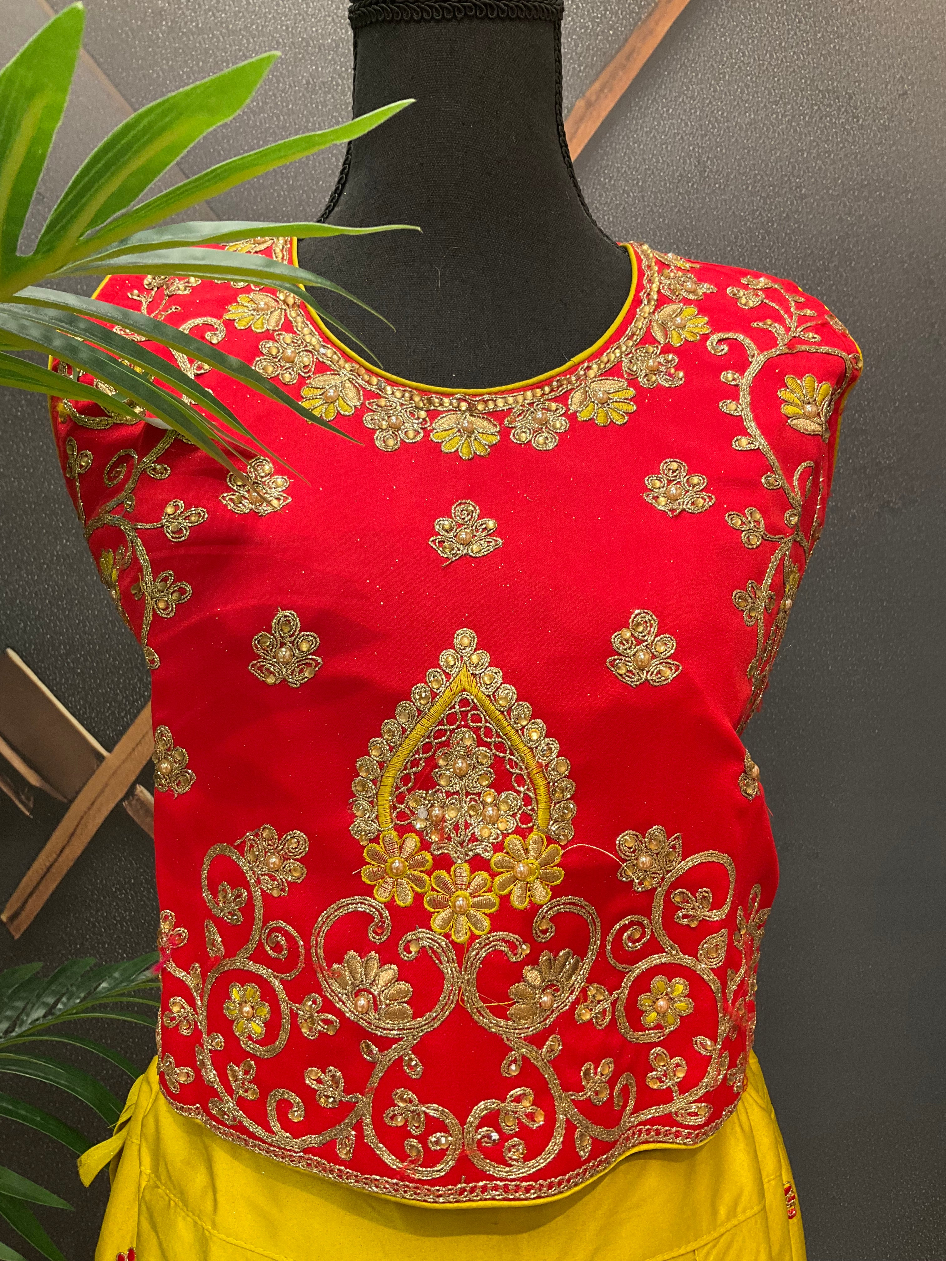 Little Girls/Teenage Girls - Red & Yellow Lehenga set - Party Wear Set