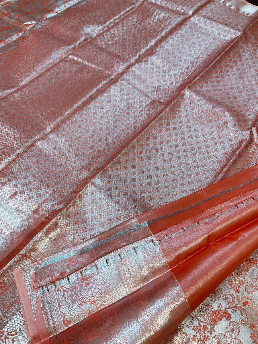 Orange- Semi Silk kanjeevaram saree