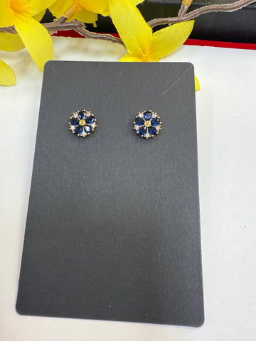 Flower Stud Earrings - AD stones