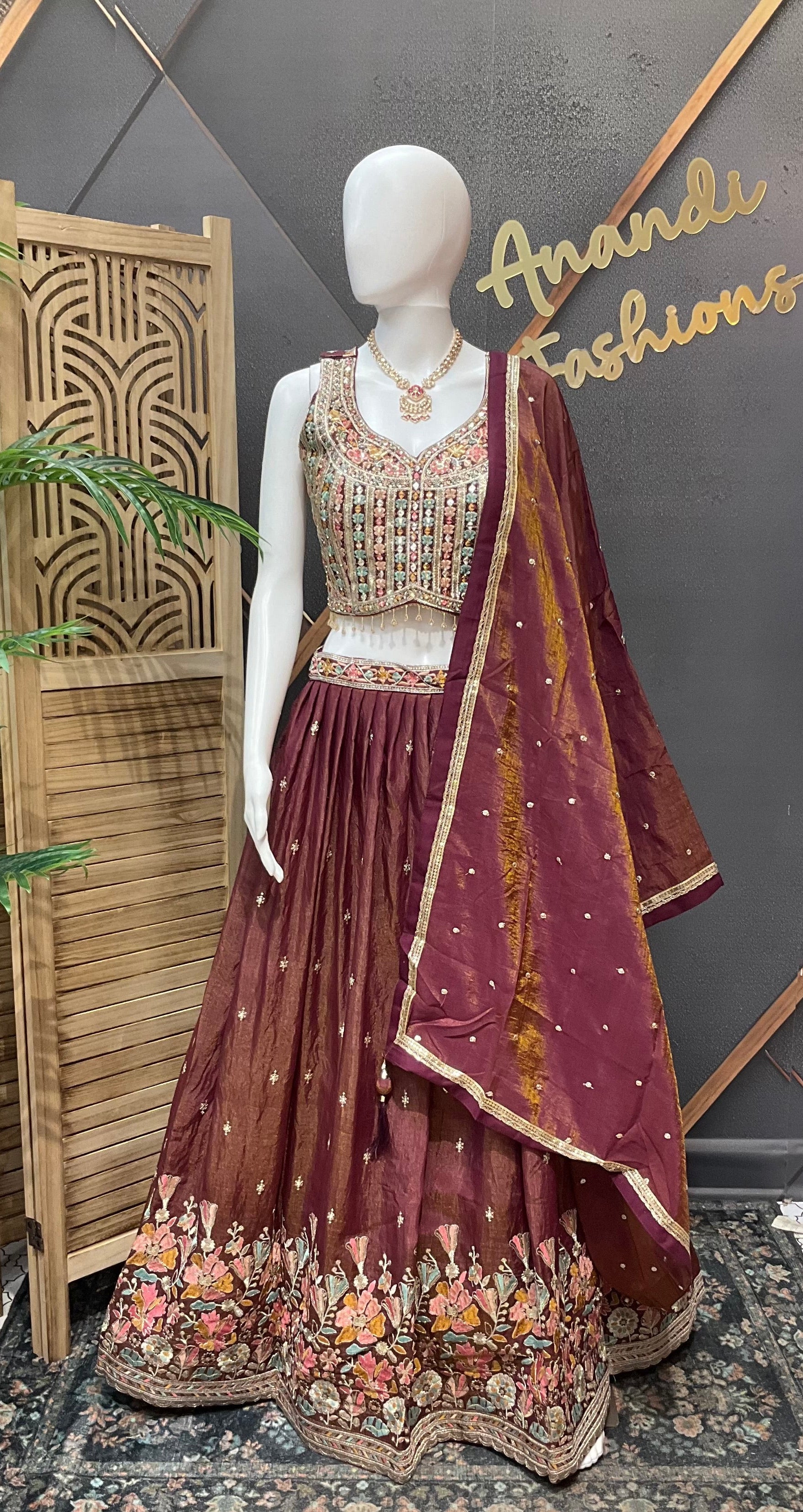 Wine - Party Wear Lehenga set