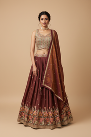 Wine - Party Wear Lehenga set