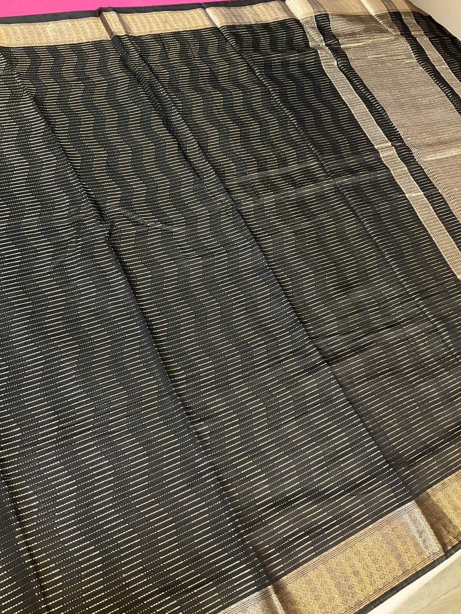 Black Cotton Silk saree
