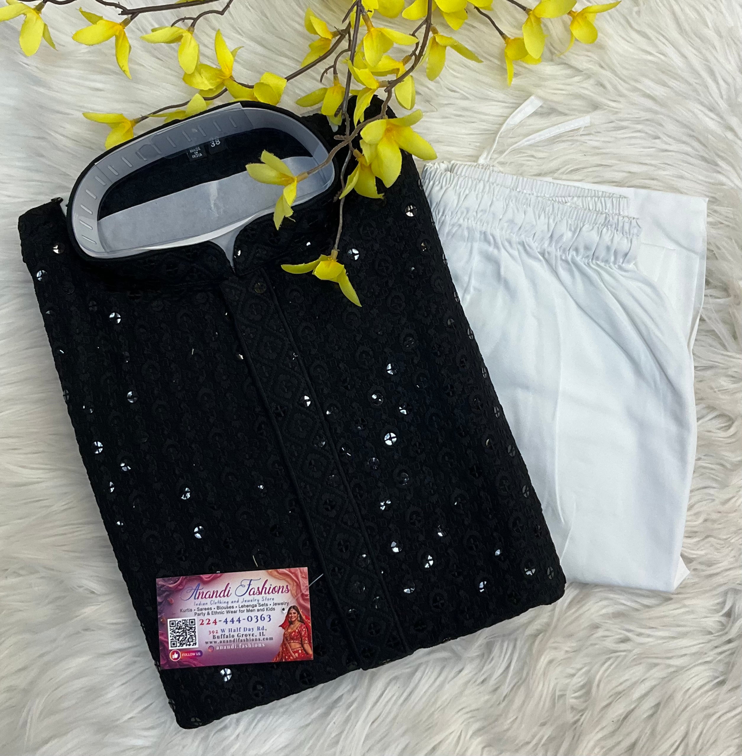 Black Sequence Mens Wear kurta set