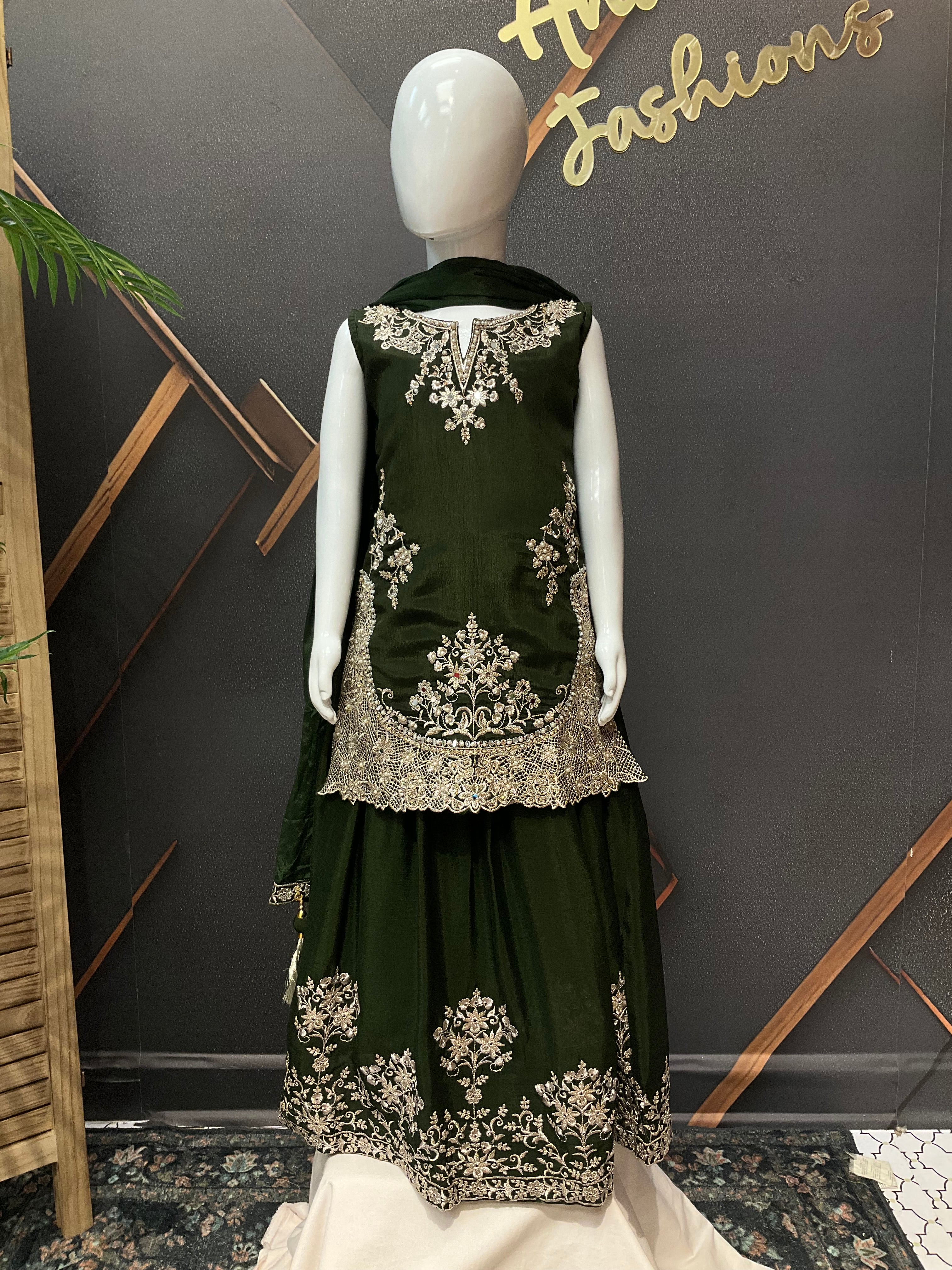 Girls’ Green Lehenga Set