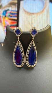 CZ stones Silver Long Earrings Voilet color