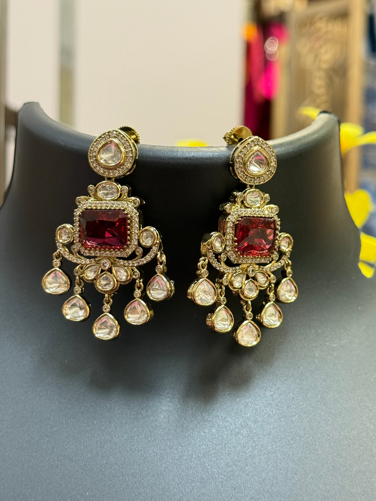 Kundan Necklace set with Ruby Stone