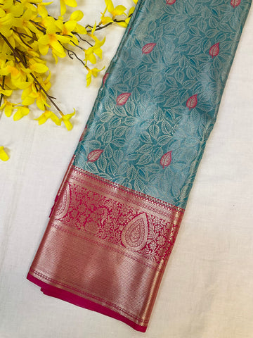 Semi Silk Kanjeevaram - allover Design Blue Saree
