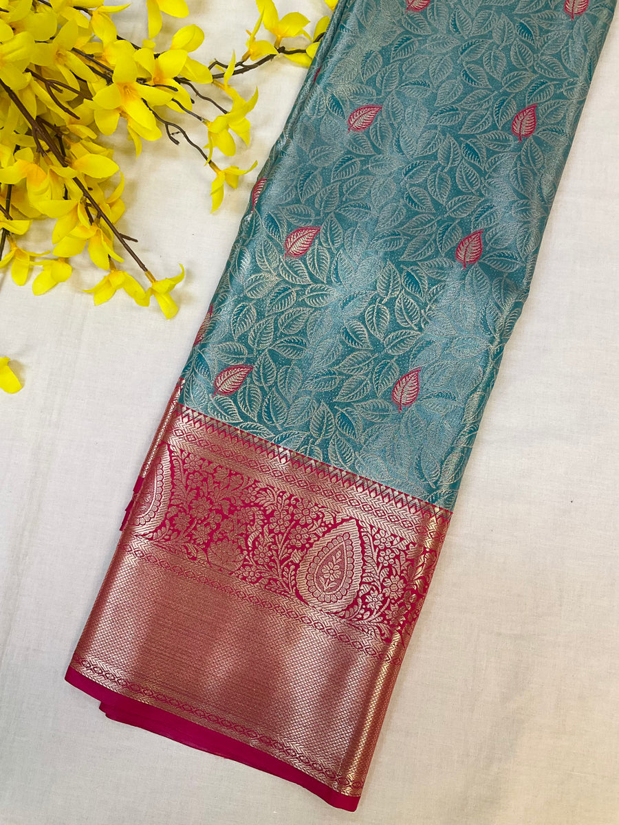Semi Silk Kanjeevaram Allover Design Blue Saree