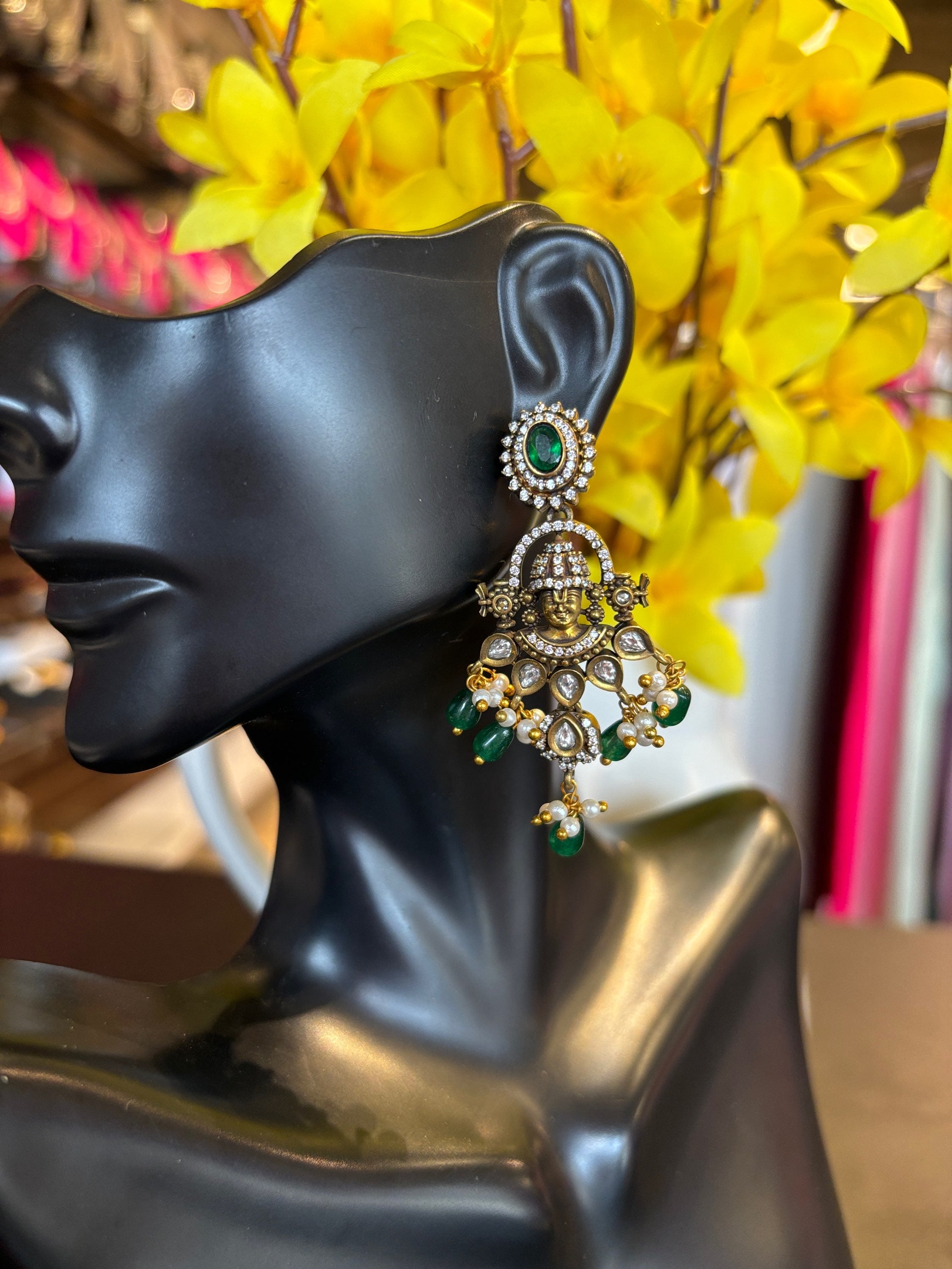 Temple Earrings - Lord Balaji Victorian earrings image 1