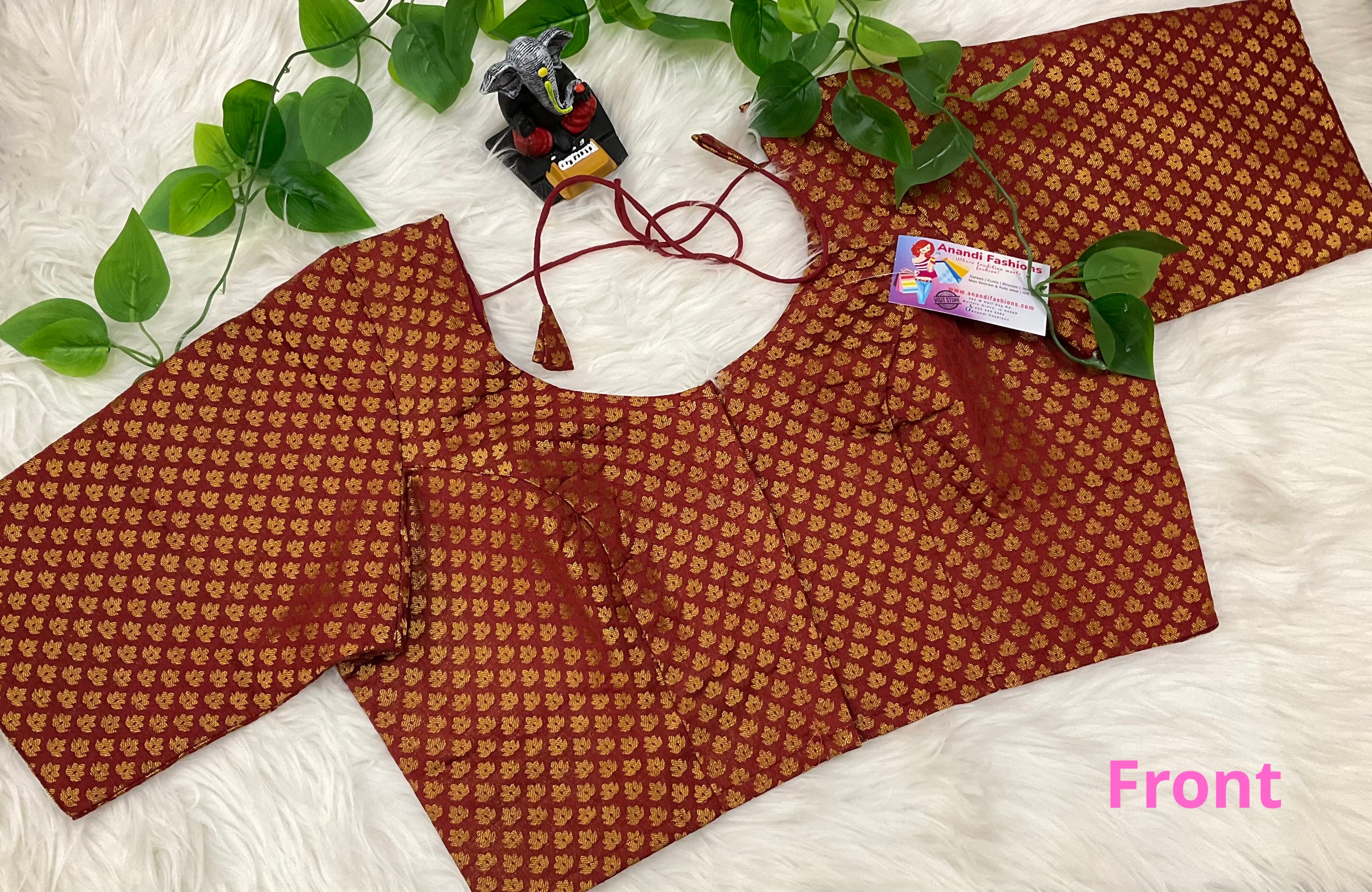 Brocade Blouse - Front opening Maroon blouse image 0