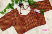 Brocade Blouse - Front opening Maroon blouse