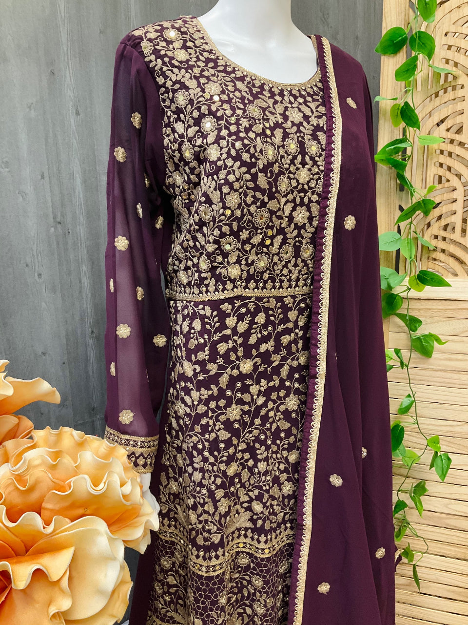 Size 40-Designer-Heavy party wear long dress image 1