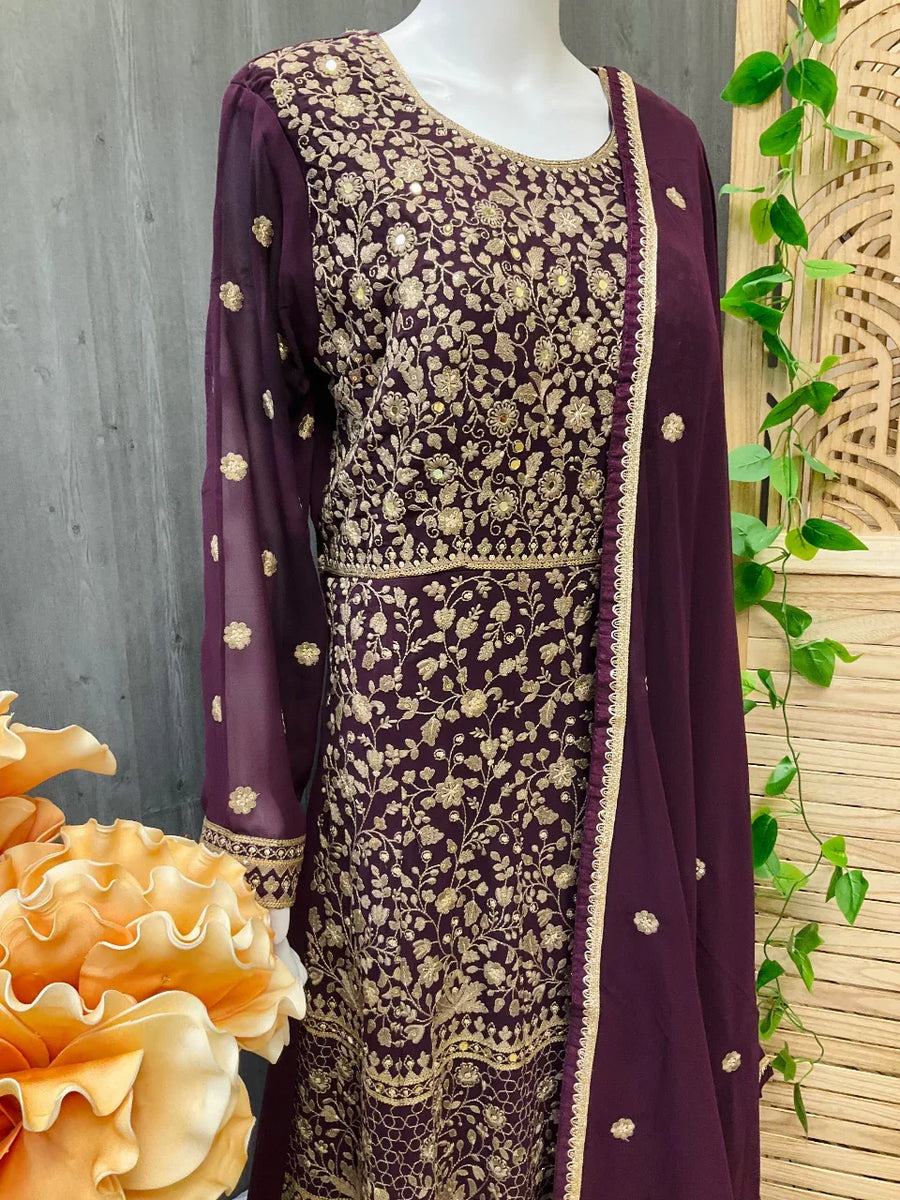 Size 40-Designer-Heavy party wear long dress