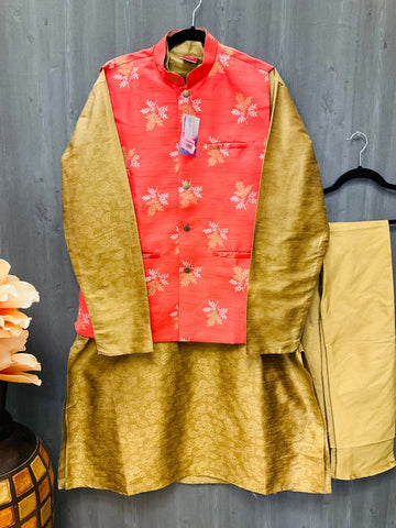 Indian Kurta for Men - Colorful Design Embroidery Mens Kurta with Jacket