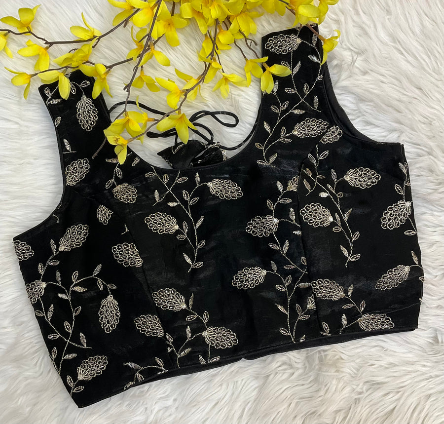Sleeveless Black Work Blouse