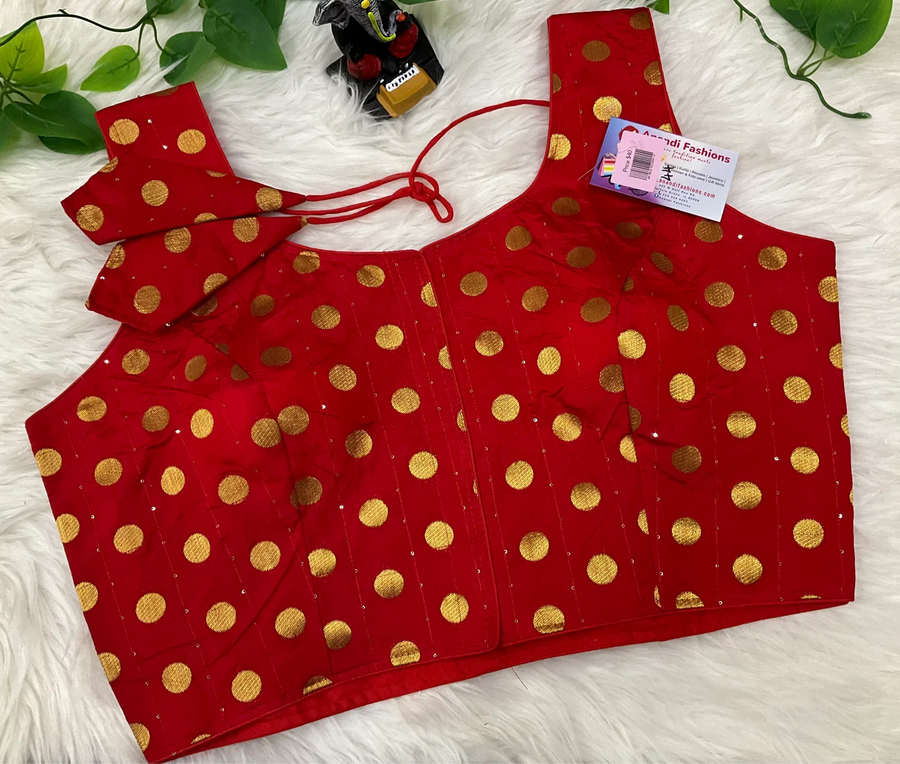 Indian Blouse - Print Sleeveless Blouse with Gold Prints