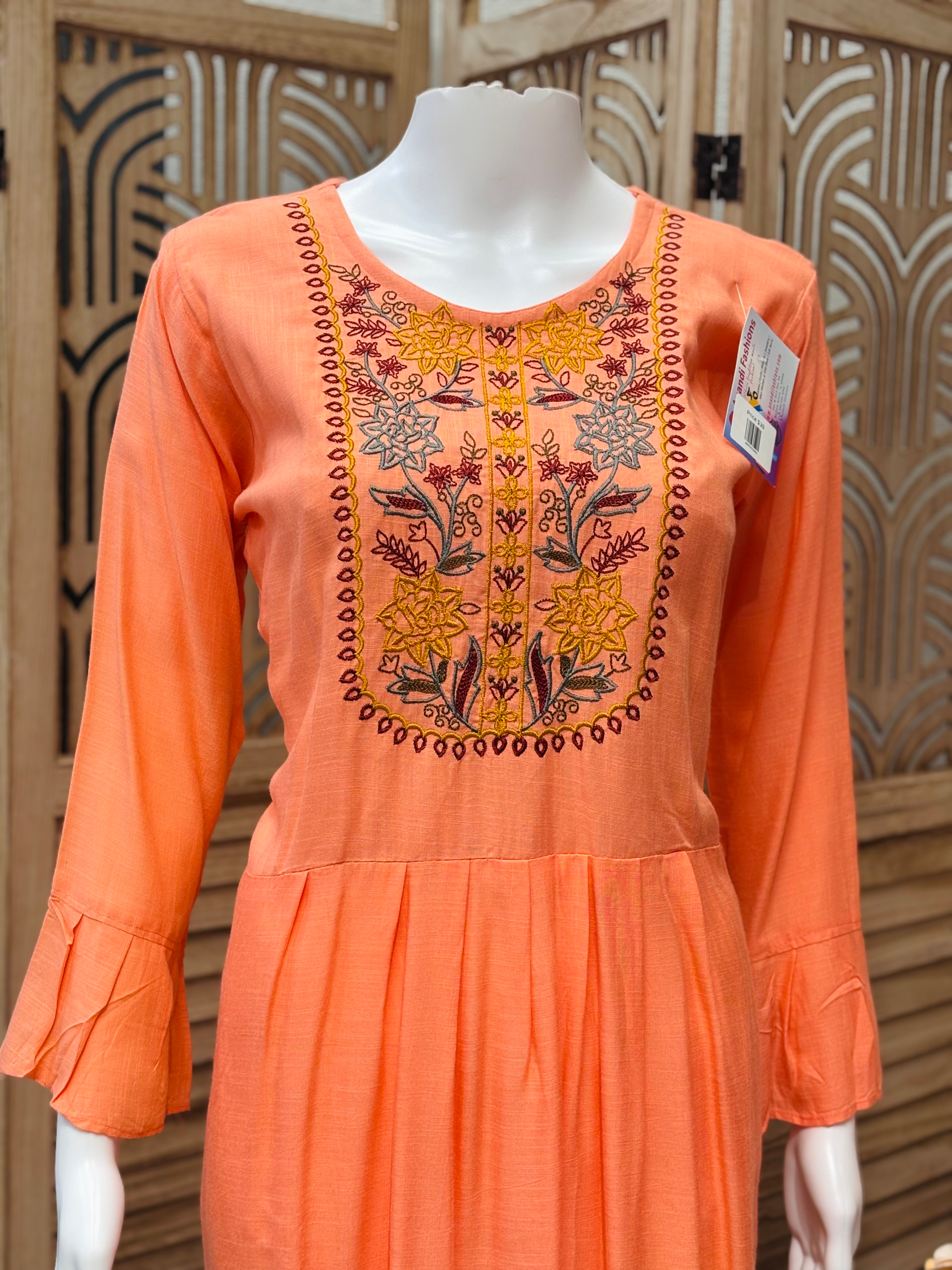 Light Orange Short Kurti/Tunic top- Size 40/US S  image 1