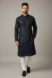 Plus Size Navy Blue color  Rayon Chikankari Men’s wear Kurta set