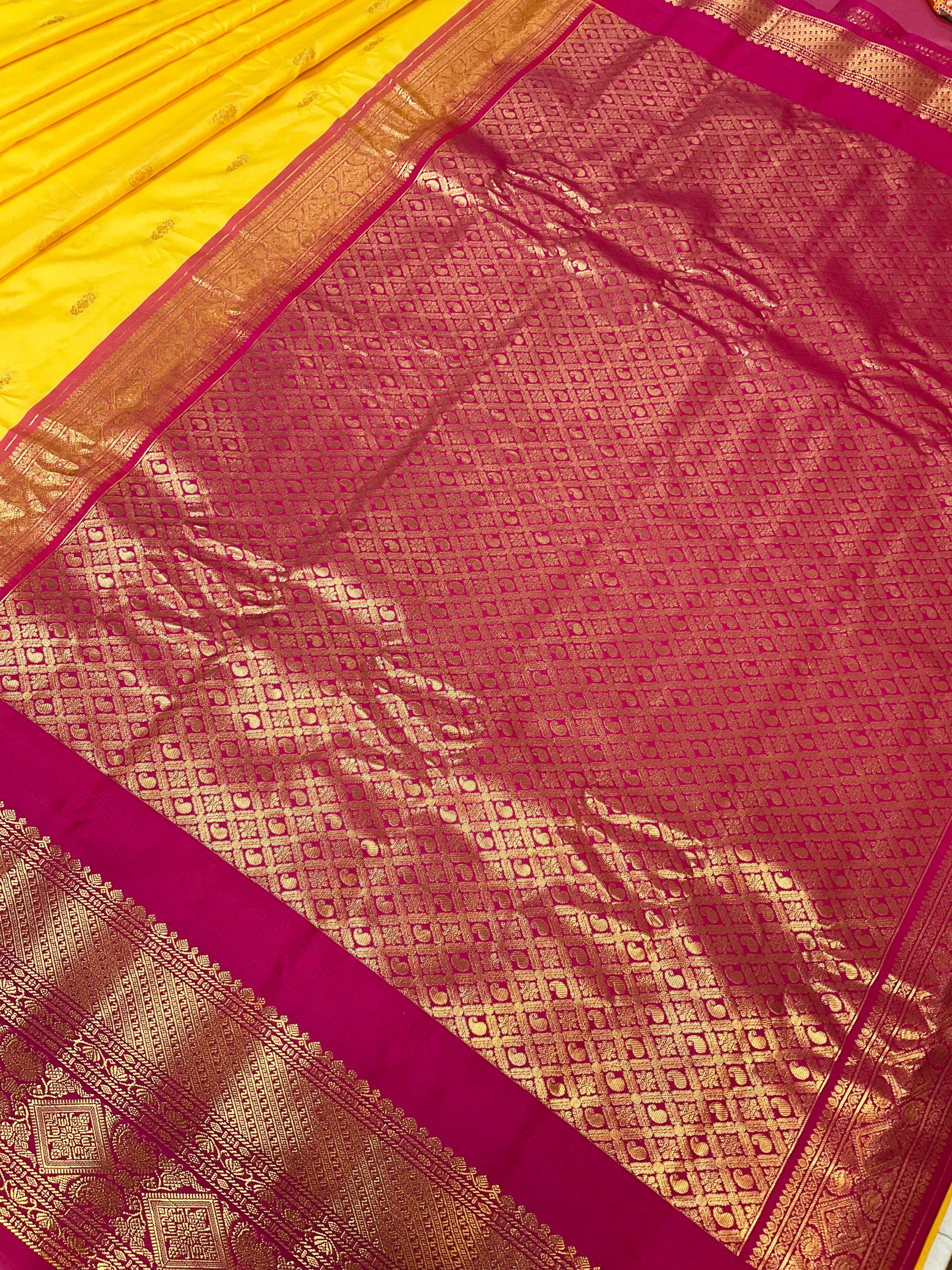 Yellow Semi Gadwal Saree