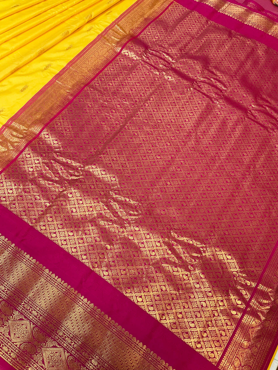 Yellow Semi Gadwal Saree
