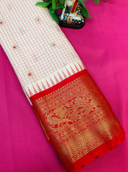 Semi Gadwal Silk Checks Saree
