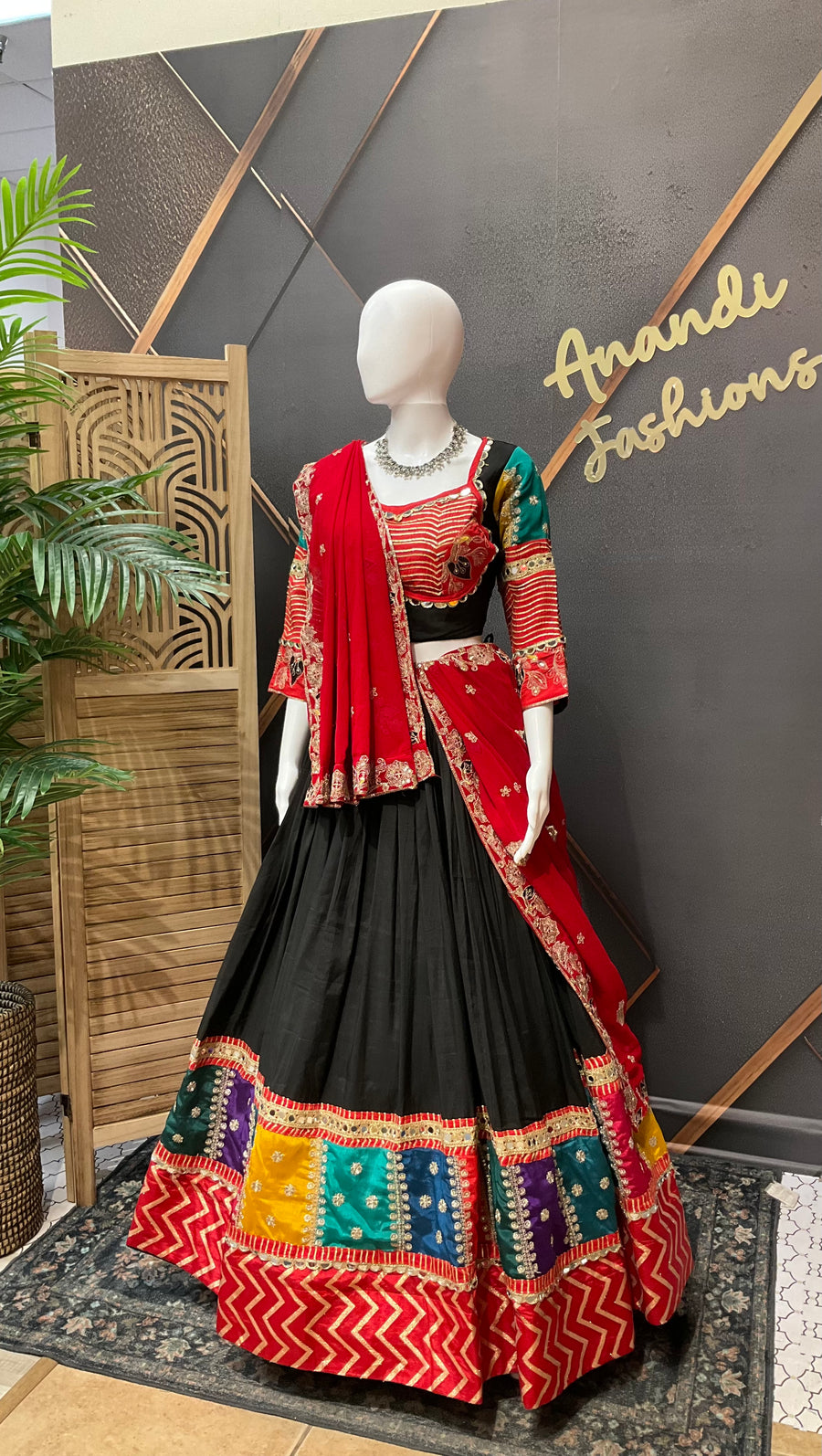 Garba Black Designer Silk Chaniya Choli set