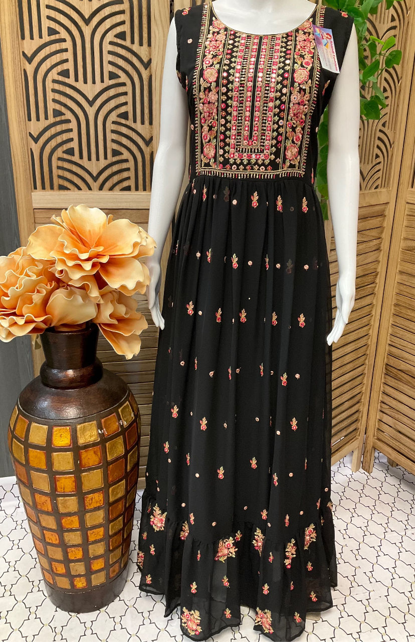 Party wear black long dress/long Kurti -Size 40/US S image 1
