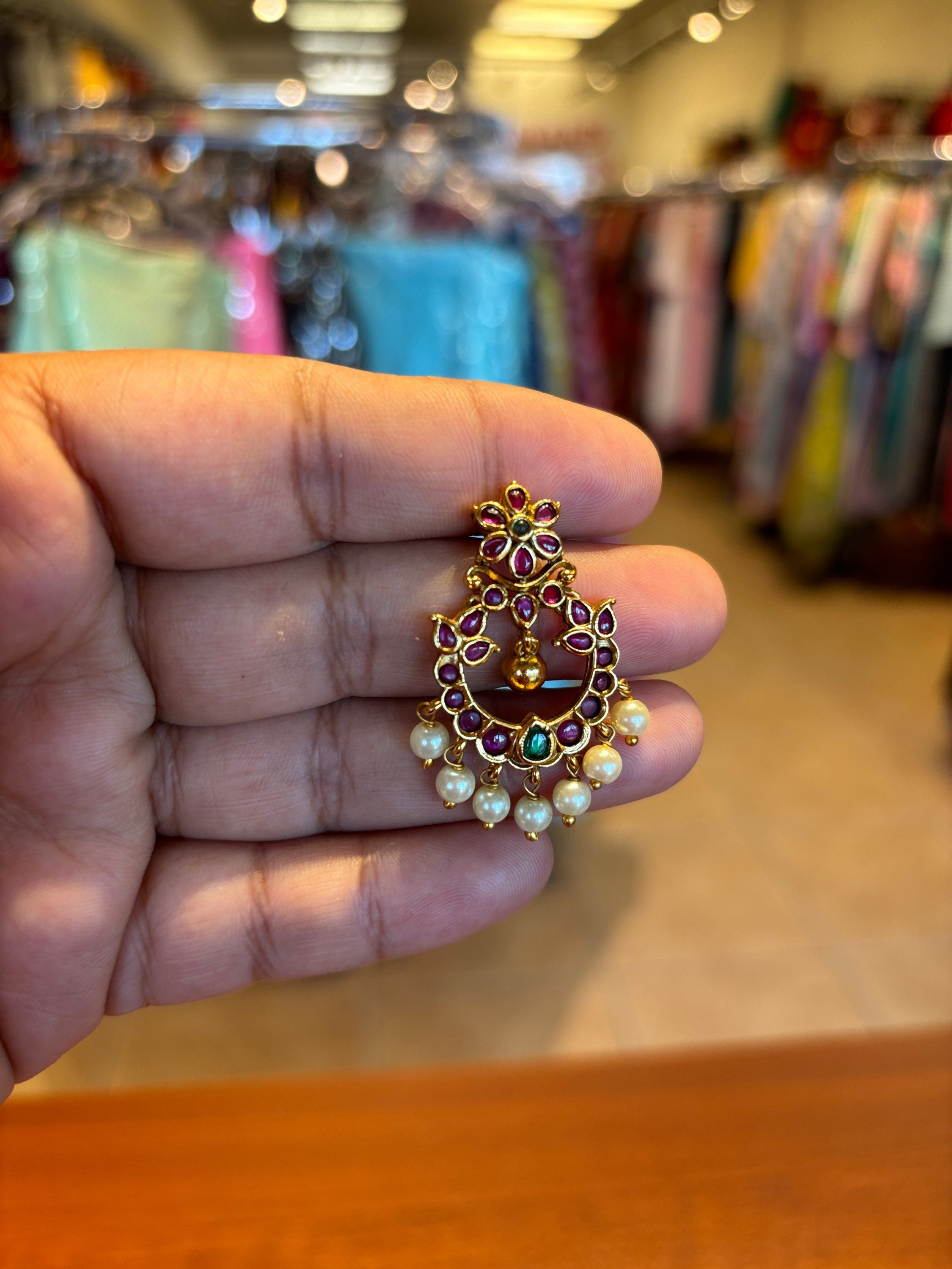 Chandbali Earrings - Lightweight Chandbali MattFinish Earrings image 1