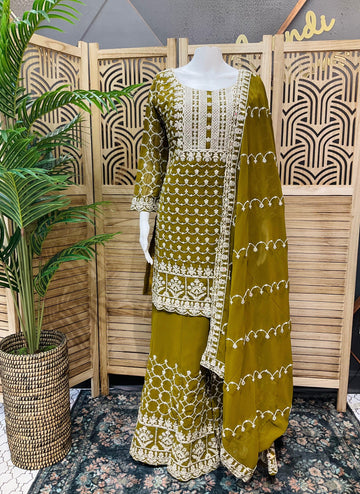 Heavy Designer Embroidery Sharara Set - Premium Party Wear