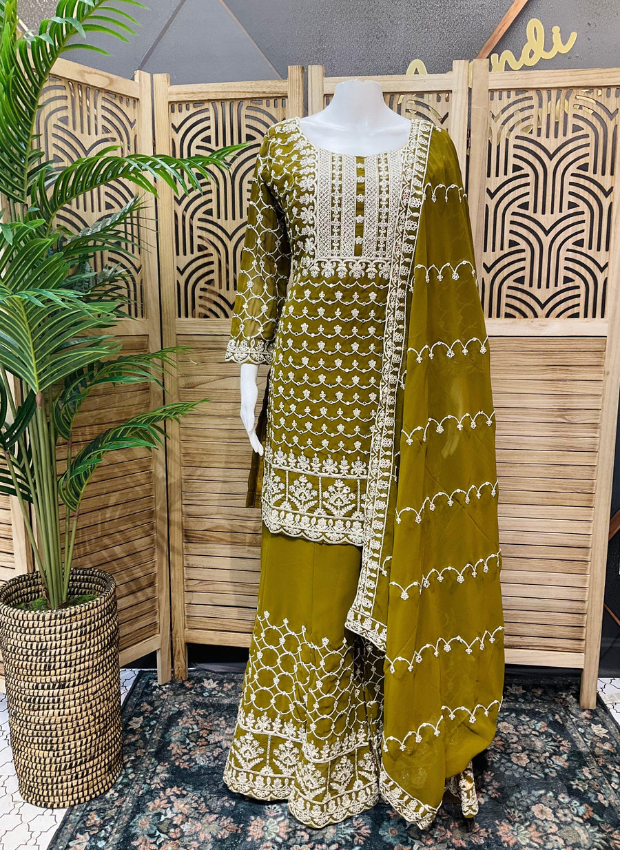 Heavy Designer Embroidery Sharara Set - Premium Party Wear