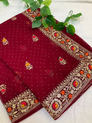 Fancy Party Wear Georgette Saree - Elegant Lightweight Saree