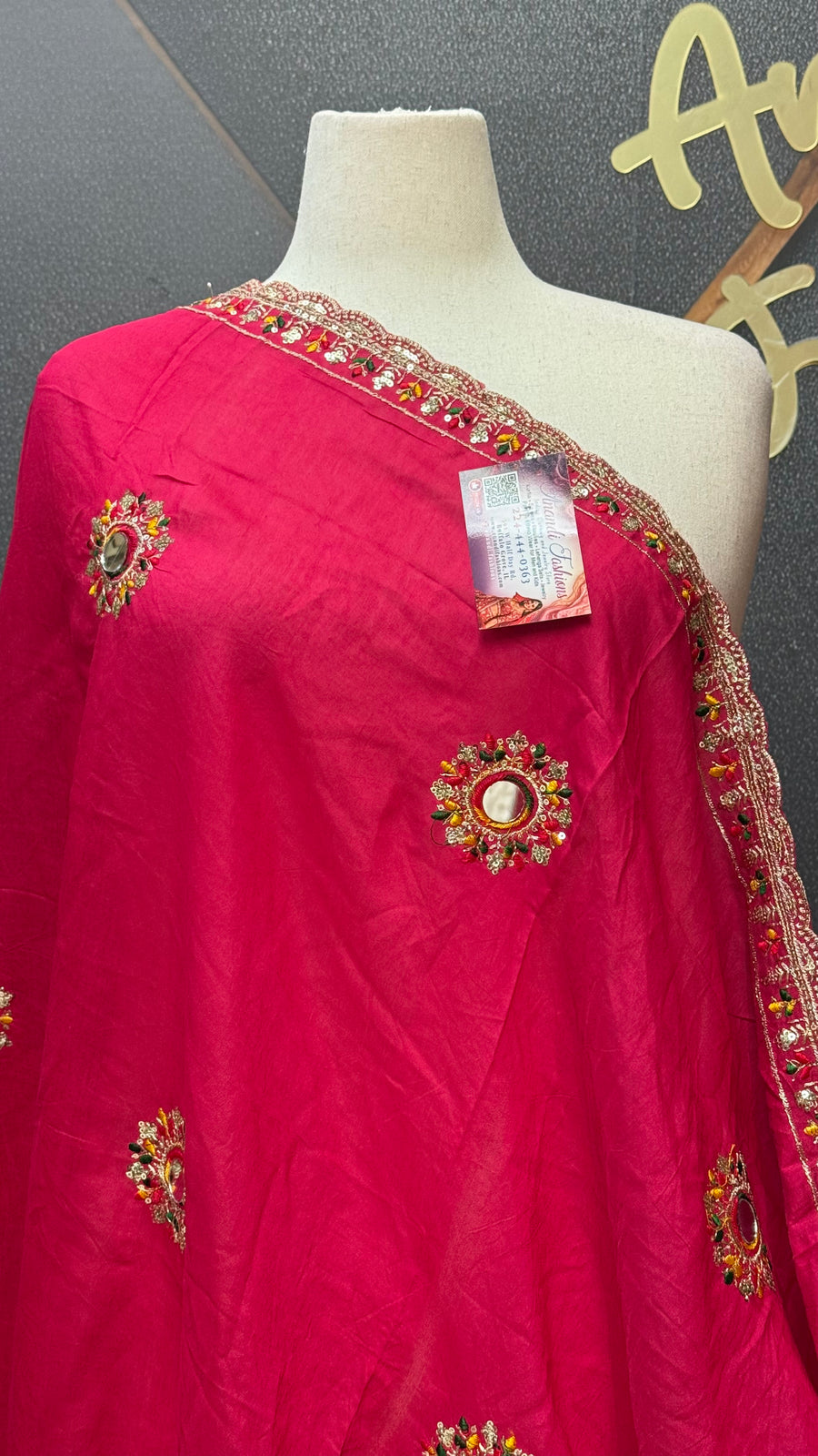 Pink Mirror Dupatta