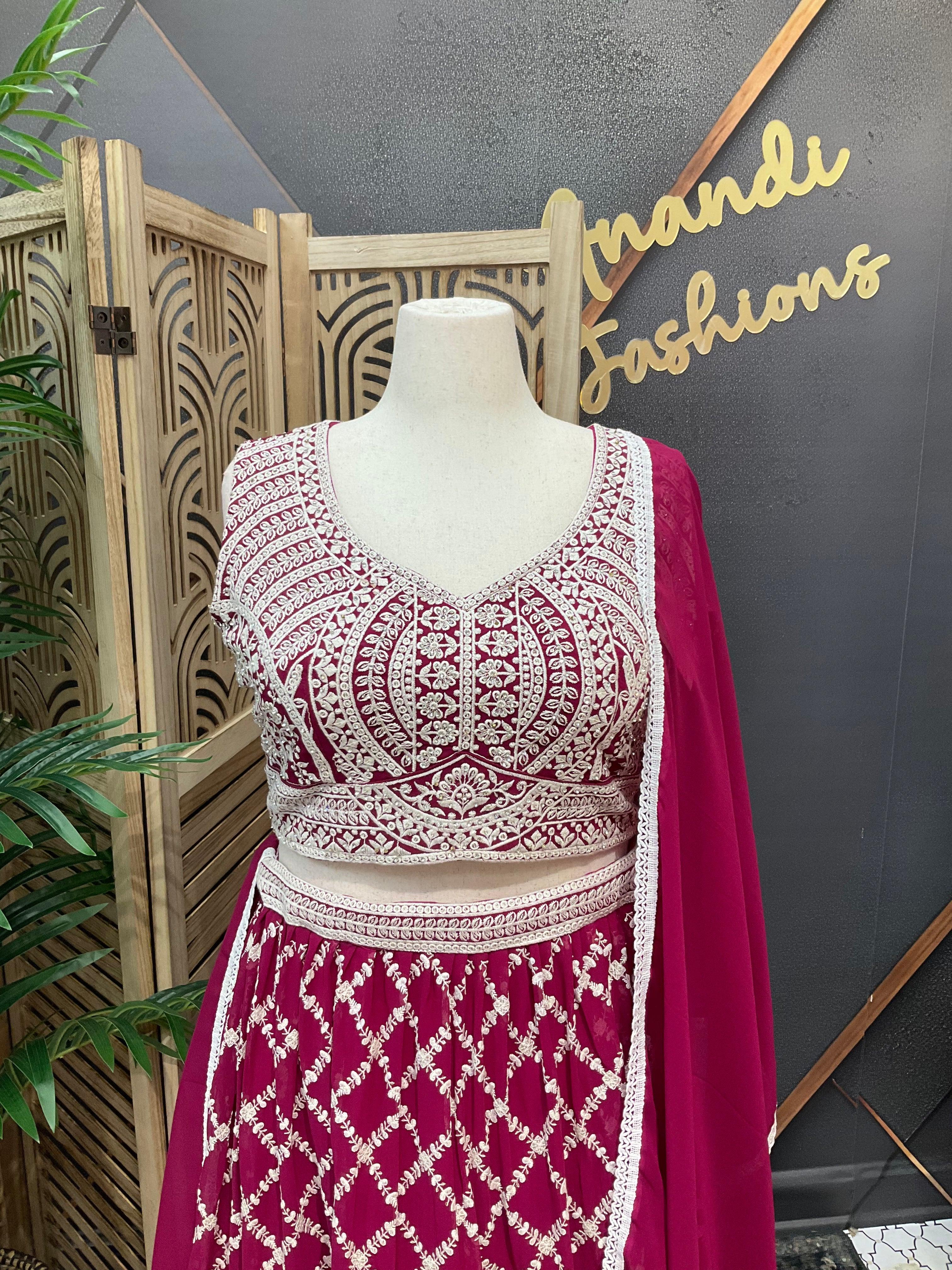 Plus Size Georgette Lehenga Set - Heavy Work Party Wear