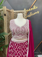 Plus Size Georgette Lehenga Set - Heavy Work Party Wear