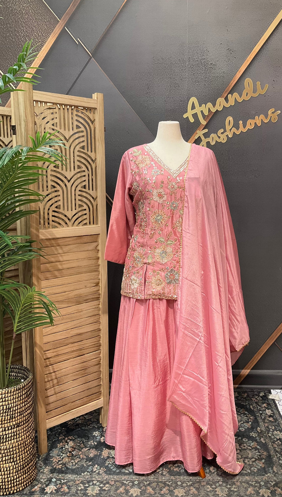 Pink Plus size Party Wear lehenga Set
